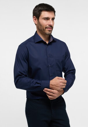 ETERNA Modern Fit pánská lehká Navy košile s kontrastem Non Iron popelín